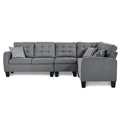 Lexicon Westville Tufted Fabric 2-Piece Reversible Sectional Sofa, 84