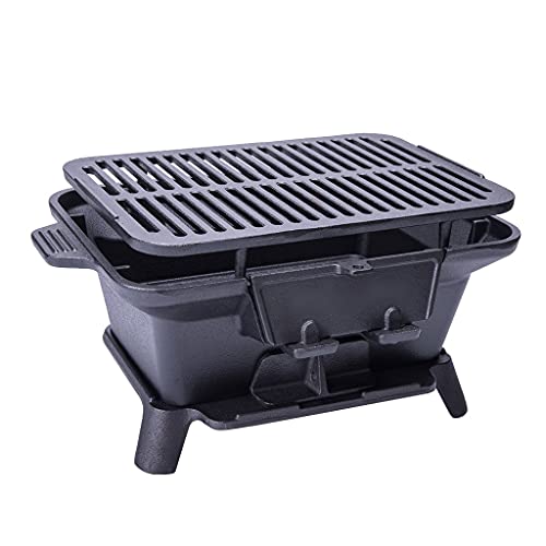 grill-burners Barbecue Grill Charcoal Portable BBQ Portable Barbecues Household Charcoal Wild Cast Iron Grill Thicken Outdoor Oyster Portable Small Mini Home Indoor, Black, 40x27x18cm