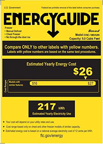 Smad Chest Freezer 5 cu ft Mechanical Control with Removable Basket Top Open Door Deep Freezer, 6.8℉ to -4℉, Free Standing, White