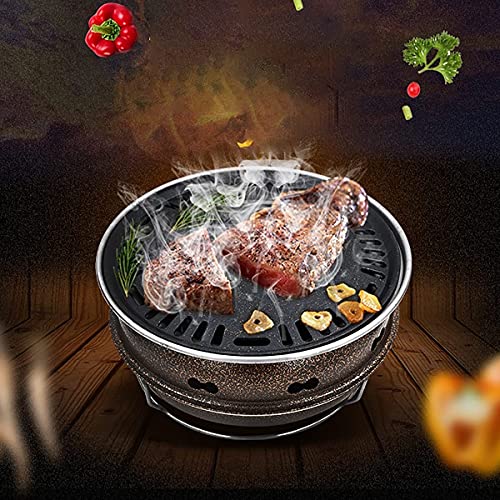 WDSZXH Portable Barbecues Household Grill Charcoal Stove Tabletop BBQ Grill Portable Round Barbecue Stove Food Charcoal Stove Cast Iron Grill (Color : Black, Size : 29.5x12.5cm)