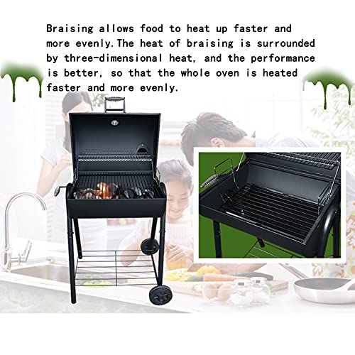 NI. 28'' Movable BBQ Grill,Portable BBQ Grill,Portable BBQ Stove,Outdoor Portable BBQ Grill,Charcoal Wheel Grill,Charcoal Grill,Grill Black,Patio Backyard Grill,Grill Rack,Picnic,Fishing,Hiking,Party