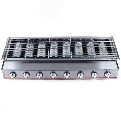 8 Burner Gas Grill Outdoor Tabletop Gas BBQ Grill Commercial 2800Pa Stainless Steel Gas Grill for Camping Picnicking (8-Burner)