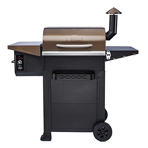 Z Grills Wood Pellet Grill&Smoker, 8 in 1 BBQ Grill Outdoor Smoker with 600 sq in Cooking Area, Auto Temperature Control Pellet Smoker(ZPG-L6002B)-Bronze