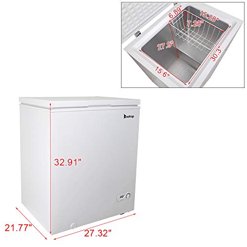 Chest Freezer Cubic Feet with Removable Storage Basket Deep, Temperature Control