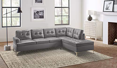 Lexicon Dani 2-Piece Faux Leather Tufted Sectional Sofa with Right Chaise, 110