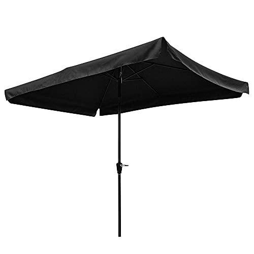 Fomgeely 2x3M Patio Umbrella for Outdoor Table Umbrella with 6 Sturdy Ribs, Waterproof Sun Shade Umbrella with 2.5m Pole, Aluminum Umbrella w/Tilt Adjustment, Anti-UV Fade-Resistant Fabric - Black