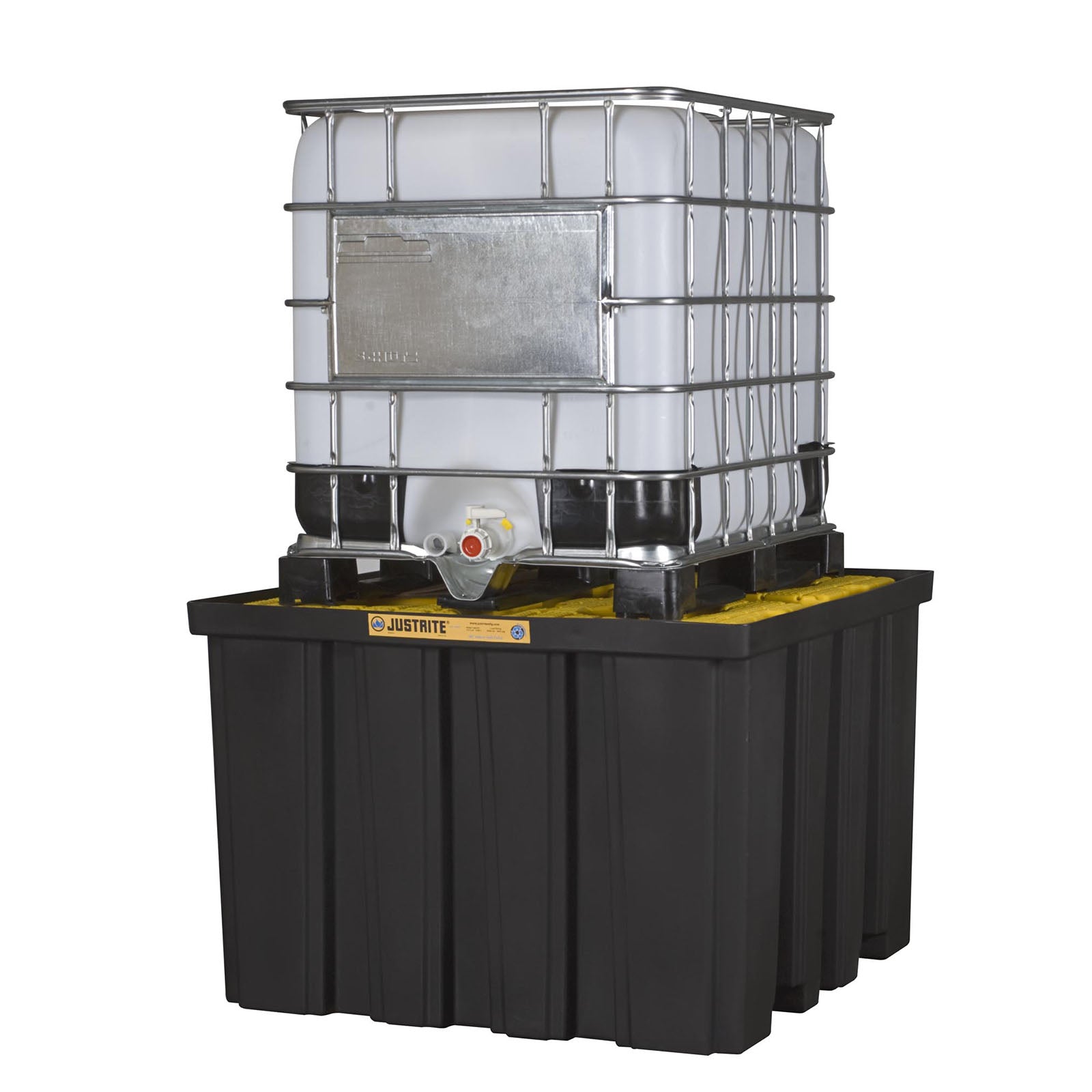 Justrite EcoPolyBlend™ IBC Indoor Pallet, Forklift Pockets, Recycled Polyethylene, Black Body