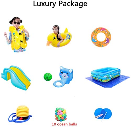 CATLXC Foldable Inflatable Water Slide for Kids Water Toys Portable Children Swimming Pool Removable Ocean Ball Pool Blue,38019065cm