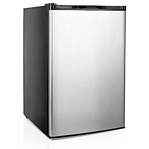 3.0 Cu. Ft. Single Stainless Steel Door Upright Freezer Compact Refrigerator Adjustable Thermostat Temperature Range of -8°F to 7°F Ideal For Home Office Student Dormitories Wet Bars Apartments Condos