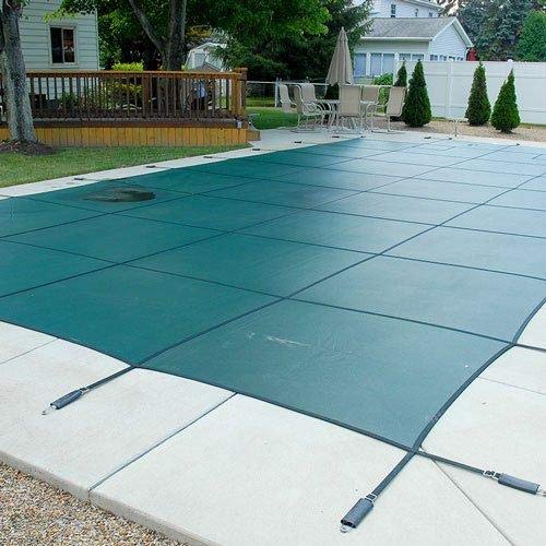 16 x 32 Foot Rectangle Mesh Safety Pool Cover with 4 x 8 Foot Center End Step