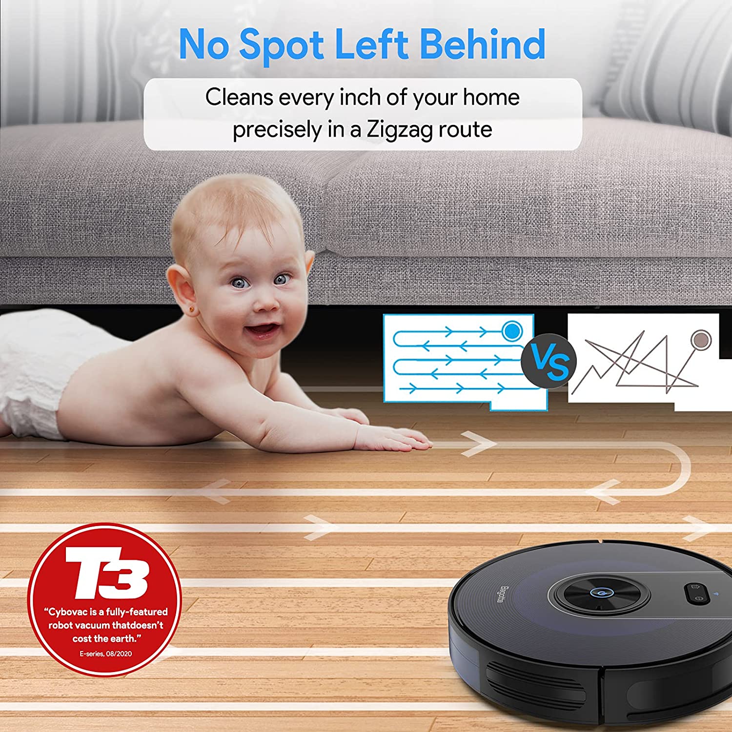 Bagotte BG800 2200PA Wi-Fi Robotic Vacuum Wet/Dry Cleaner New