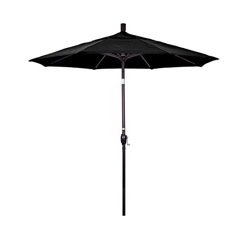 California Umbrella GSPT758117-F32 7.5' Round Aluminum Market, Crank Lift, Push Button Tilt, Bronze Pole, Olefin Black Patio Umbrella, Canvas