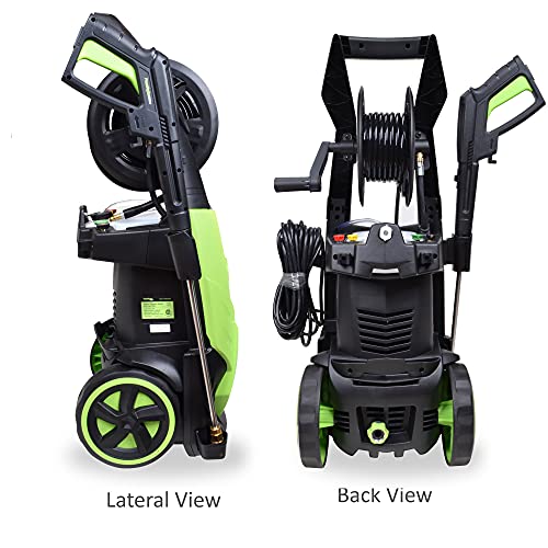 Workmoto Pressure Washer, Portable Washer with 5 Interchangeable Nozzles and Total Stop System, Electric Power Washer with Hose Reel - 5000PSI 4.0GPM