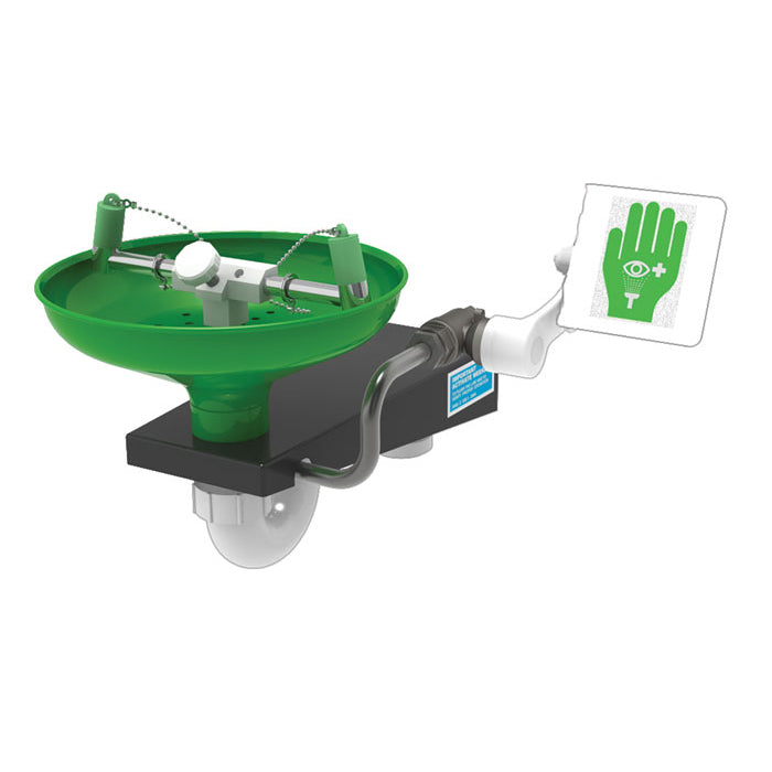 Justrite Wall Mount, Open Stainless Steel Bowl, Hughes Laboratory Eye/Face Wash