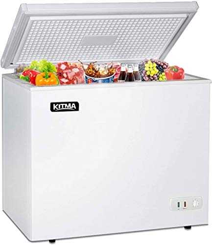 Commercial Top Chest Freezer 7 Cu. Ft - Deep Ice Cream Freezer with Wire Storage Basket, Solid Door, for Groceries, Kitchen, Restaurant White