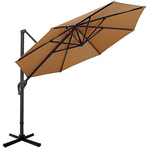 Sunnyglade 11ft Patio Offset Hanging Umbrella Deluxe Outdoor Cantilever Umbrella with Easy Tilt for Garden, Backyard, Patio,Pool (11ft, Tan)