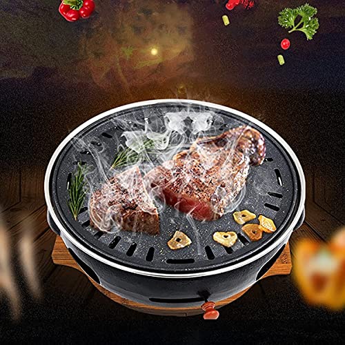 WDSZXH Portable Barbecues Cast Iron Charcoal Grill Household Charcoal Grill BBQ Grill Portable Food Charcoal Stove with Miso Soup Pan Cast Iron Grill (Color : Black, Size : 34x13cm)