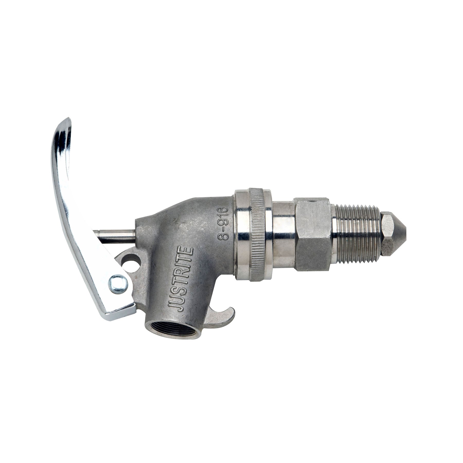 Justrite Stainless Steel Safety Drum Faucet, Internal Flame Arrester, Adjustable, 3/4