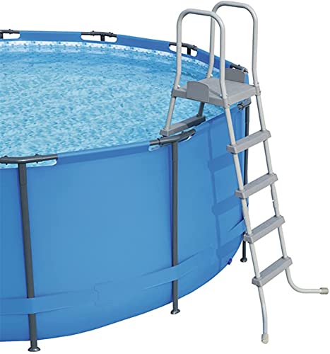 ZRB Portable Ground Swimming Pool, 52-Inch Swimming Pool Ladder Durable Steel Non-Slip Steps Sturdy Safety for Above Ground High Wall Swimming Pool