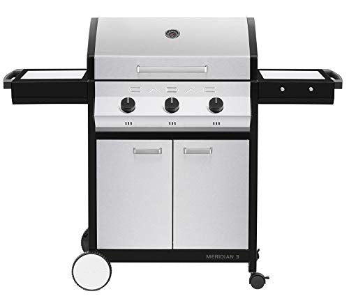 Cadac, 2-Door Cart, and Side Tables, Stainless Steel, 98510-31-01-US Meridian 3 Propane Gas BBQ Grill with 3 Burners