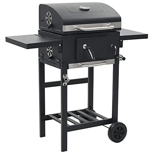 ROSEBEAR BBQ Grill Charcoal-Fueled, Barbecue Tools Heavy-duty Baking Grill Multiple Functions Grill with Bottom Shelf Durable for Grilling Broiling and Smoking Black