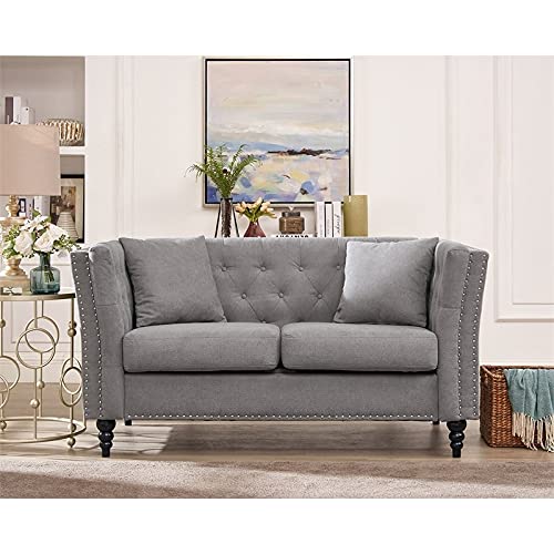 Home Square 2 Piece Microfiber Living Room Loveseat Set in Gray