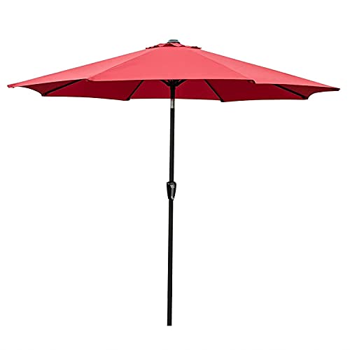 Patio Umbrella Garden Patio Parasol Patio Umbrella Folding Sunshade Umbrella Patio Outdoor Market Table Umbrella Hand-Cranking Style GCSQF210525(Color:Red)