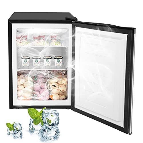 YZJC 2.1/3.0 Cu.ft Compact Upright Freezers with Reversible Single Door, Mini Freezer with Adjustable Thermostat & Leveling Leg for Home/Kitchen/Office (Stainless Steel) (Size : 3.0 Cubic Feet)