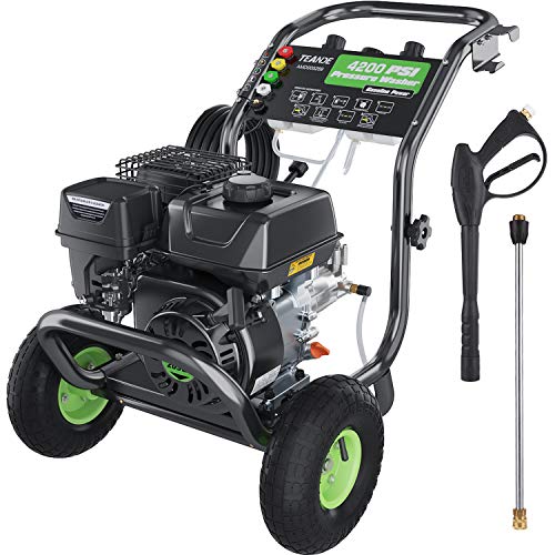TEANDE 4200PSI Gas Pressure Washer Power Washer 3GPM 209CC Gas Powered Pressure Washer, 5 Adjustable Nozzles, 20ft Pressure Hose, Dual soap Tank (Black)