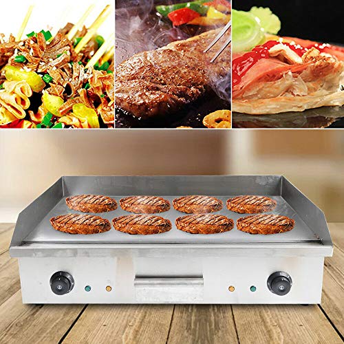 DYRABREST 4400W 110V Electric Countertop Griddle Flat Top Commercial Restaurant Grill Flat Hotplate Home BBQ Grill Non-Stick Commercial Restaurant Teppanyaki Grill Stainless Steel BBQ Grill Machine