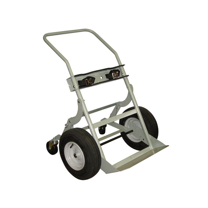 Justrite Double Cylinder Hand Truck, 16 Inch Pneumatic Wheels, Rear Casters