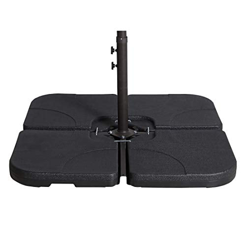 WestinTrends 10 Ft Outdoor Patio Solar LED Cantilever Umbrella with Base Weights, Beige