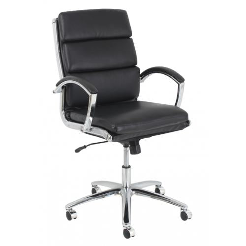 Best Mid-Back Swivel Tilt Chair, Black Leather, Chrome Frame, Black bonded leather, mid back executive chair