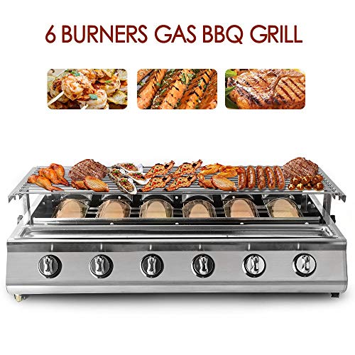 Gas Grill Commercial Stainless Steel Smokeless Barbecue Grill LPG Gas Barbecue Grill Field Energy-Saving Barbecue Grill
