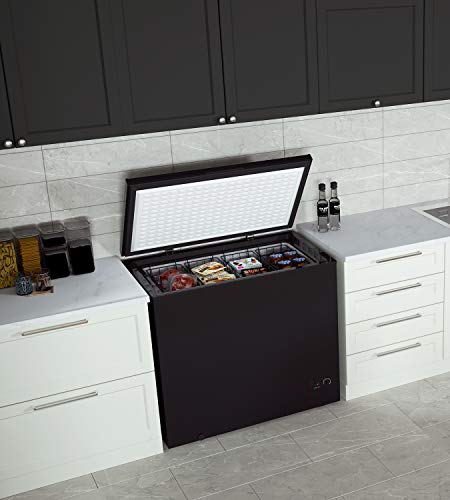 COOLHOME 7.0 Cubic Feet Chest Freezer with Removable Basket, from 6.8℉ to -4℉ Free Standing Compact Fridge Freezer for Home/Kitchen/Office/Bar (Black, 7.0 Cu.ft.-graffiti)