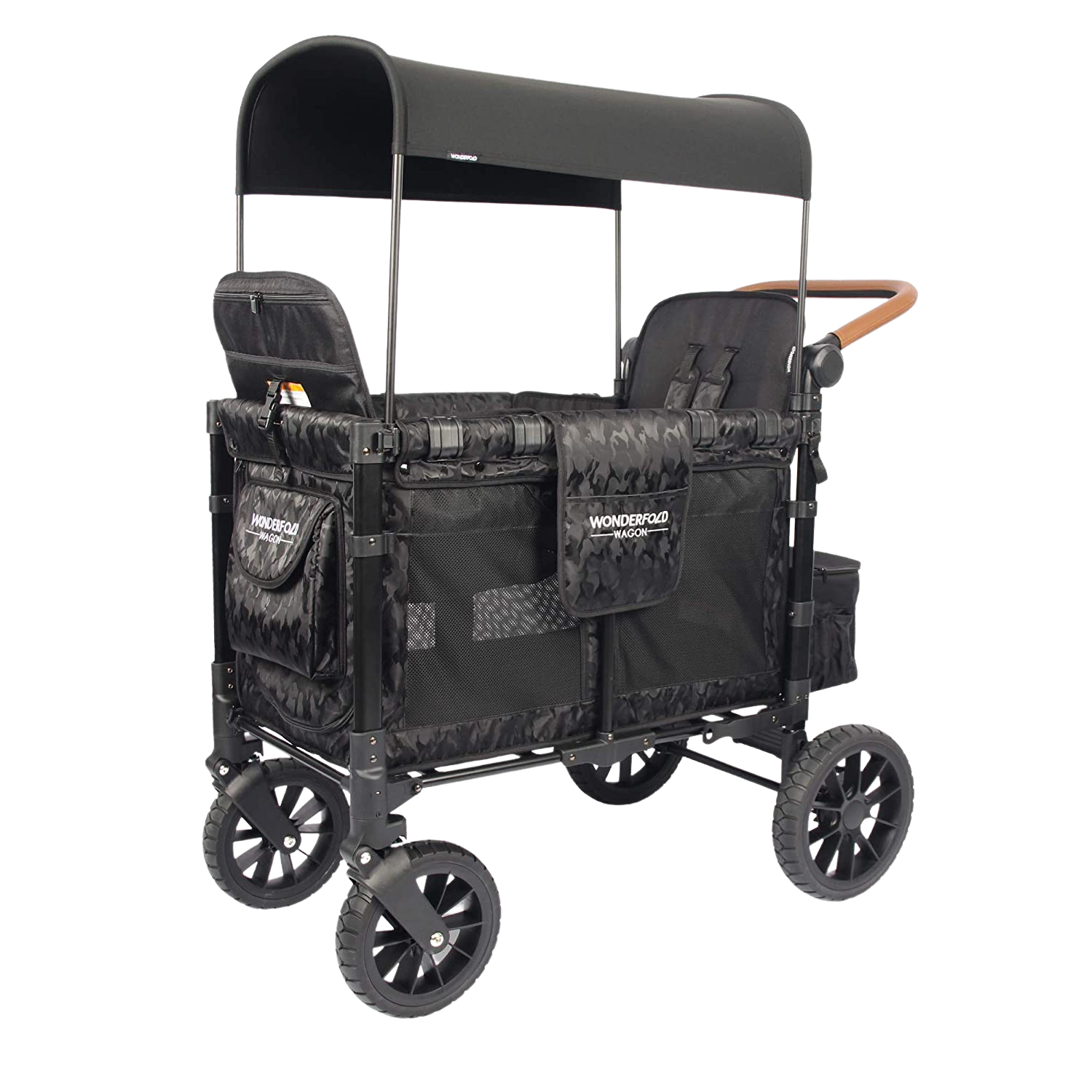 WonderFold W2 Luxe Push/Pull 2-Passenger Stroller Wagon Black Camo New