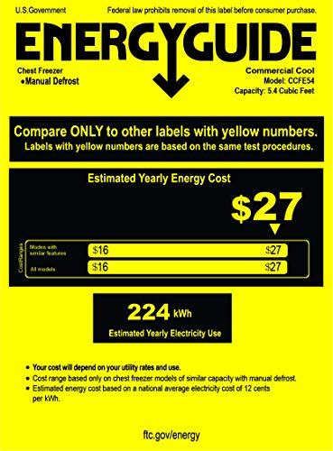 Commercial Cool CCFE54CAM6 5.4 Cu. Ft. Chest Freezer