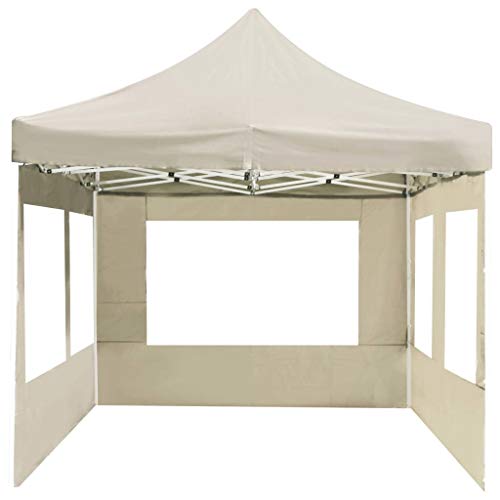 vidaXL Professional Folding Party Tent Heavy Duty Garden Outdoor Wedding Activities Pop Up Gazebo Pergola Canopy with Walls Aluminum 19.7' Cream