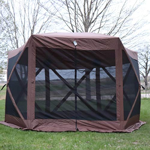 BACKYARD EXPRESSIONS PATIO Â· HOME Â· GARDEN Easy Up Popup Tent Camping Gazebo With Mosquito Screen Canvas Sides 12'x12' Family Sized Multiple Person Outdoor Canopy Shade Tents