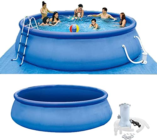 HTZ YQLJM Inflatable Swimming Pool, Equipped with 530GPH Filter Pump, Easy to Form A Large Family Swimming Pool, Round Swimming Pool 15 Feet X 30 Inches That Can Accommodate 8 to 10 People