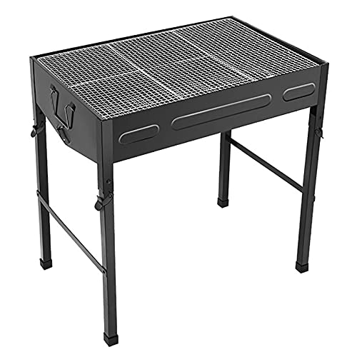 Cast Iron Charcoal Grill Portable Folding BBQ Grill Barbecue Desk Tabletop Outdoor Smoker BBQ For Picnic Garden Terrace Camping Travel,Black,63x41x66cm