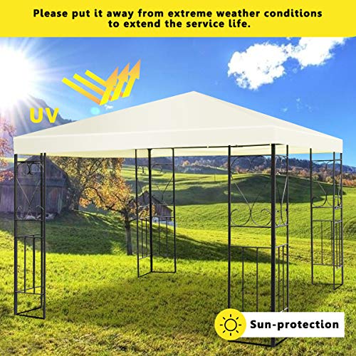 Tangkula 10'x10' Patio Gazebo Canopy Tent Steel Frame Shelter Awning (Beige)