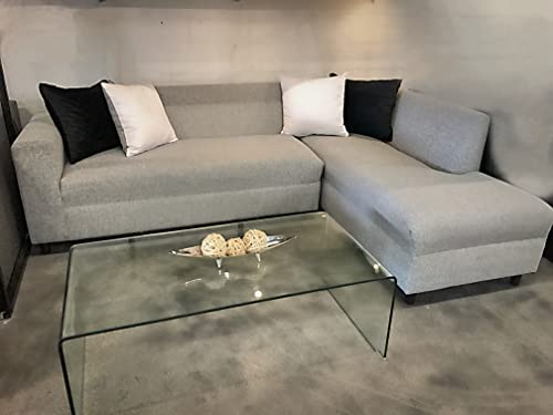 Modern Softkie Light Grey L-Sectional Sofa