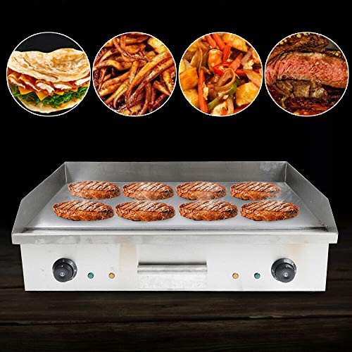 DYRABREST 4400W 110V Electric Countertop Griddle Flat Top Commercial Restaurant Grill Flat Hotplate Home BBQ Grill Non-Stick Commercial Restaurant Teppanyaki Grill Stainless Steel BBQ Grill Machine
