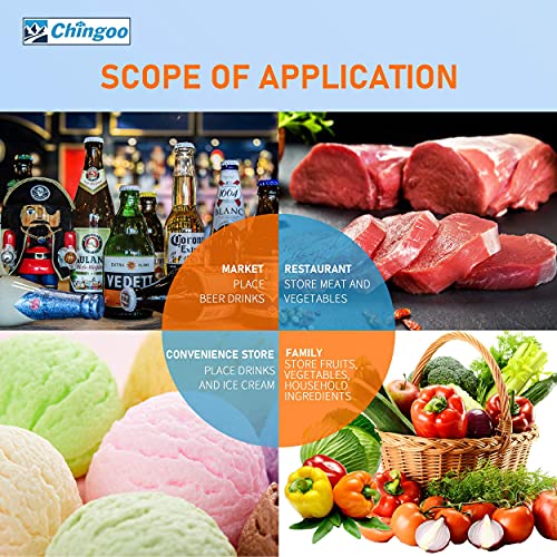 Chingoo Chest Freezer with 7 Temperature Setting, Quiet Compact Deep Freezer, Stand Up Freezer for Home & Commercial, Upright Freezer with 1 Removable Basket, Saving Space and Energy, 13 Cu ft - White