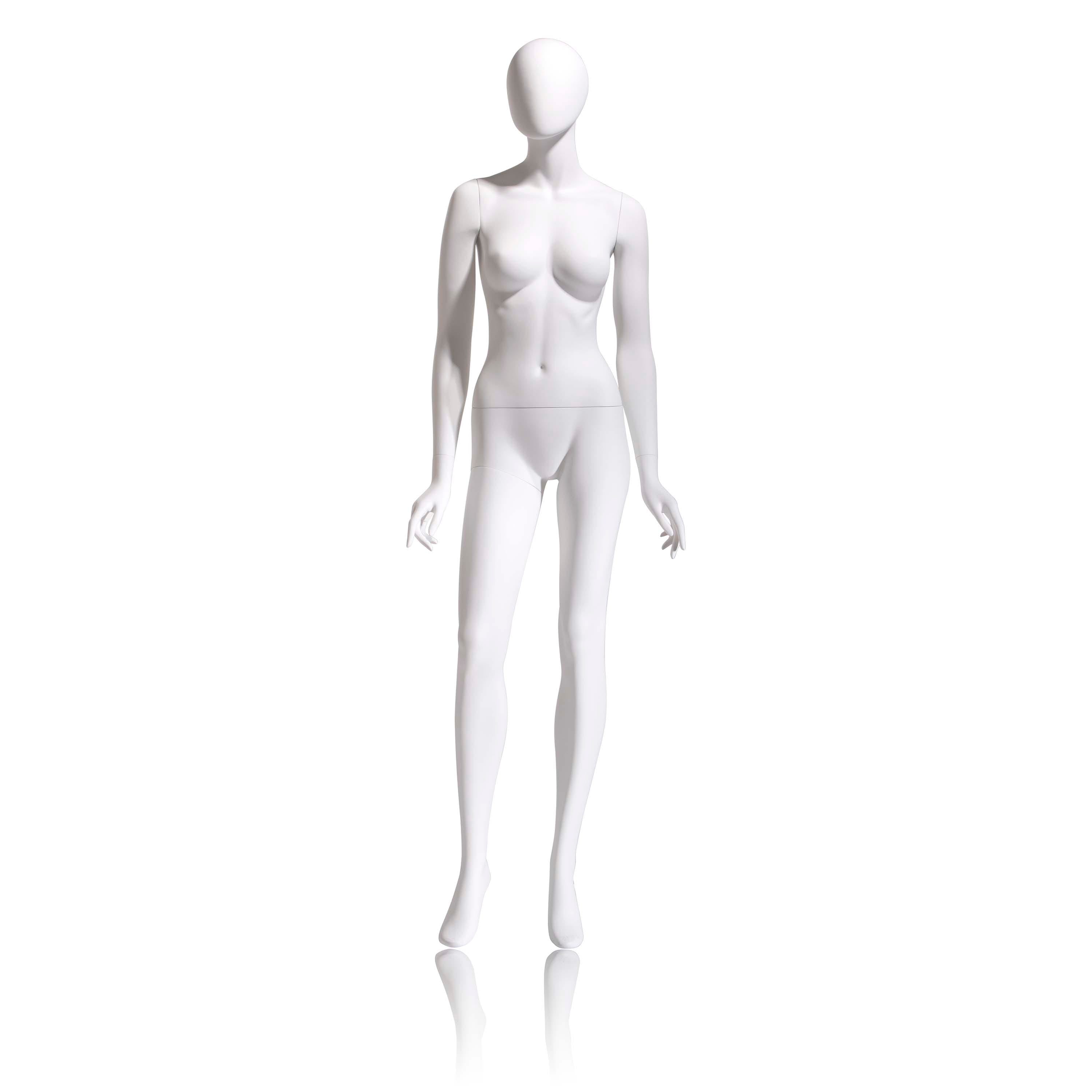 Econoco Female Mannequin - Oval head, Arms by Side, Right Leg Slightly Forward
