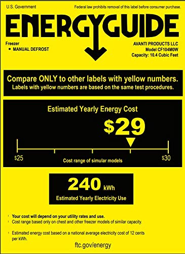 Avanti CF104M0W 44 Inch Freestanding Chest Freezer with 10 cu. ft. Capacity, White Door, in White