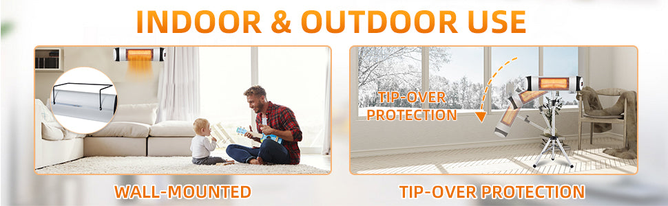 RW Flame 516B 500W-1500W Height Adjustable Waterproof IP65 Rated Infrared Electric Patio Heater With Remote New