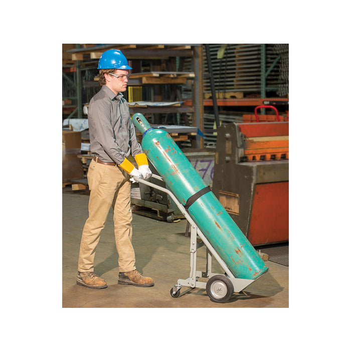 Justrite Single Cylinder Hand Truck, 8 Inch Semi-Pneumatic Wheels, Rear Casters