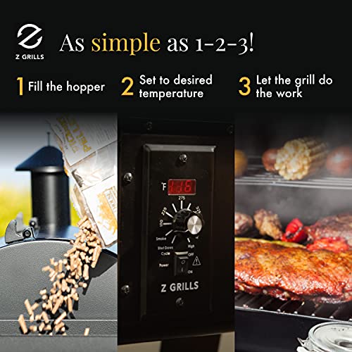 Z GRILLS ZPG-450A 2020 Upgrade Wood Pellet Grill & Smoker 6 in 1 BBQ Grill Auto Temperature Control, 450 Sq in Bronze